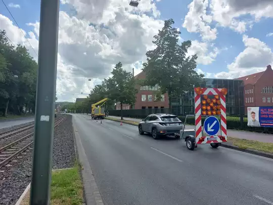 Baustellenabsicherung mit Verkehrszeichen